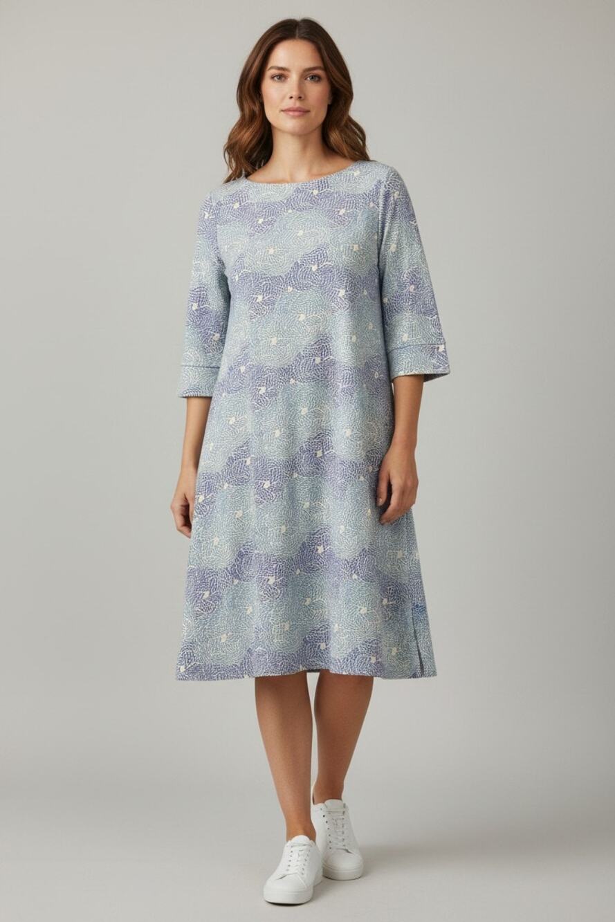 Sailor-Sailor Shift Dress Womens M Blue White Nautical Rope Print Preppy Stretch